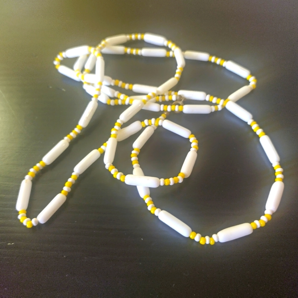 vintage glass beaded long necklace